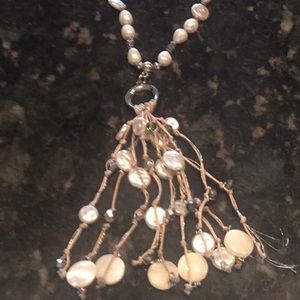 Chico's Long Faux Pearl Statement Necklace